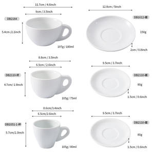 Ensemble tasse et soucoupe à café Chaozhou blanc 75ml 80ml 180ml couleur unie design rond haut de gamme, idéal pour Instagram - Product Image 5