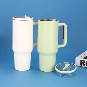 Fashion Sustainable Travel Mug 40oz Tumbler With Handle 2 in 1 <b>Straw</b> and Sip Lid Double Insulated Tumbler - Product Image 1