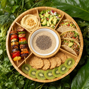 कस्टम डिजाइन सही उपहार पसंद बांस पनीर बोर्ड सेट Charcuterie थाली सेवारत घूर्णन ट्रे - Product Image 5