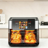 Friteuse à air 4+4L 2000W à commande numérique, double panier, fonctions grill, cuisson et rôtissage, écran LCD, poignée froide et protection contre la surchauffe