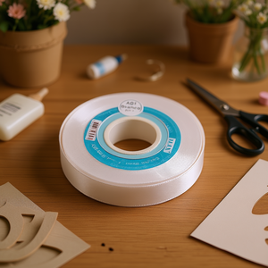 Ruban satiné Ilan 1,5 cm 25Y blanc pour artisanat et décoration - Product Image 2