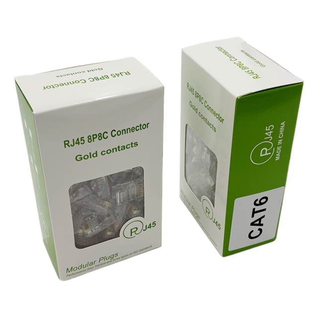 New Products-Exquisite Boxed 100PCS Cat6 RJ45 UTP 8P8C Connectors with Gold Contacts High Quality Connectors