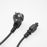 Cable de Alimentación Europeo C5 con Enchufe Europeo Negro IEC 60320 C5, Cable de CA para Cargador de Computadora Portátil, Cable de Alimentación Duradero