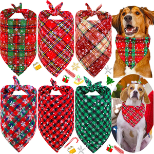 Weihnachtliches Dreieck-Haustier-Halstuch Kariertes Hundebandana für die Frühjahrssaison - Product Image 1