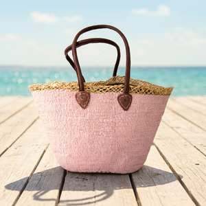 Panier en paille naturel fait main avec deux poignées, design minimaliste, panier de rangement ouvert, décoration d'intérieur, Saint-Valentin - Product Image 4