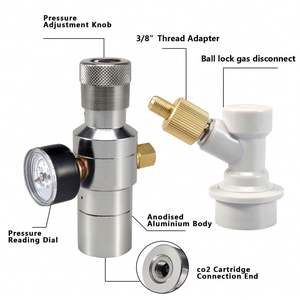 Distributeur de bière en fût, mini régulateur de CO2 0-30 Psi, kit de fût, régulateur de fût de bière Cornelius avec adaptateur de filetage 3/8'' avec gaz - Product Image 3