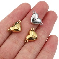 Fermoir magnétique en forme de cœur lisse en gros, pendentif DIY, accessoires pour bracelet de couple en forme de cœur, composants de bijoux pour sac