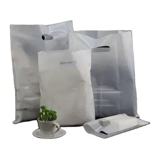 Bolsa de plástico transparente con asa troquelada, bolso de compras de buena calidad con asa