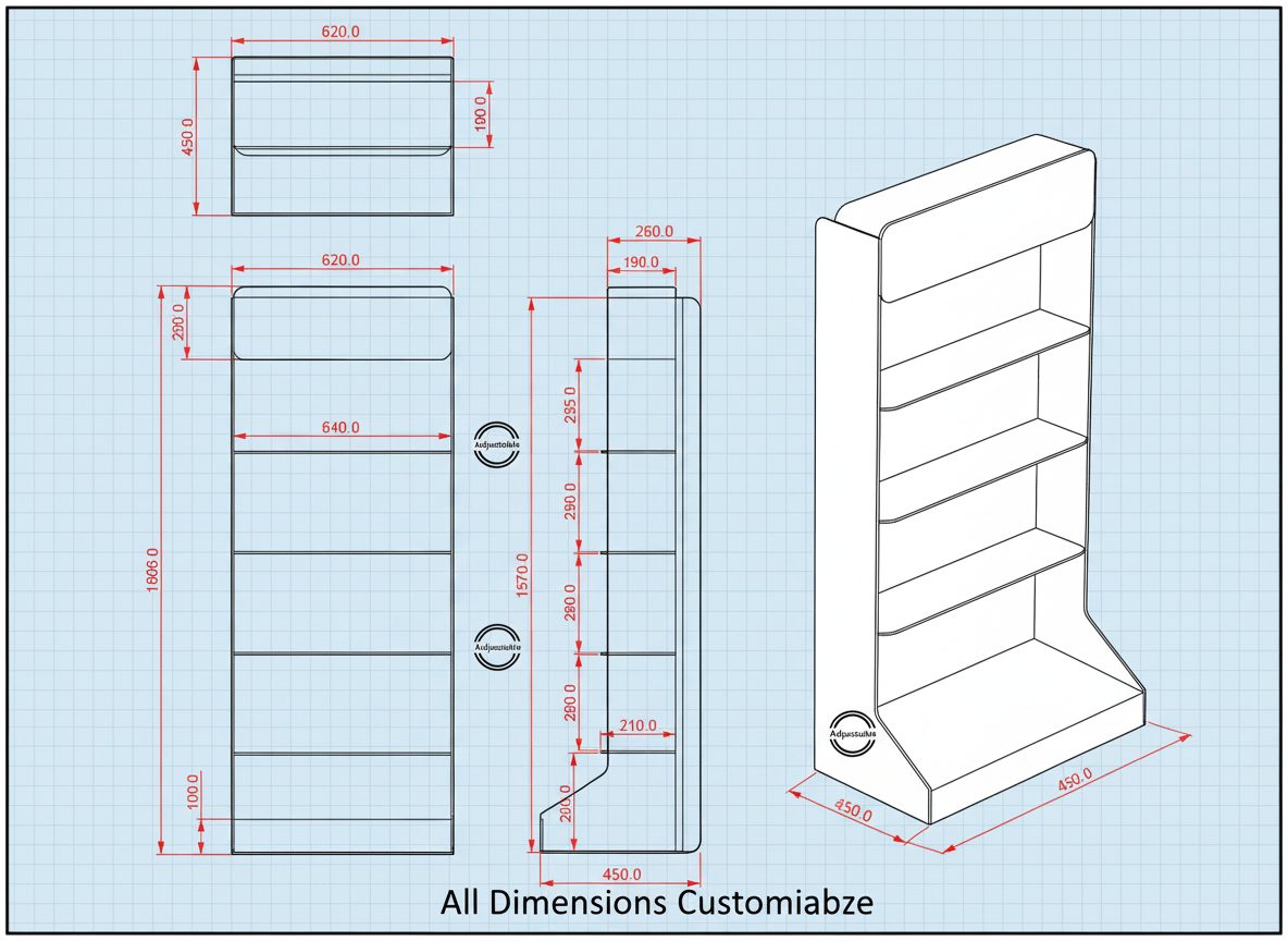 Wholesale Custom Floor Standing PVC Display Stand Healthy Food Snack Display Rack Retail Store Waterproof Display Shelf Apache — view 4