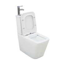 Ensemble WC moderne en céramique à double chasse, avec siphon en P, cuvette de toilette et lavabo auto-nettoyant émaillé, pour salle de bain publique