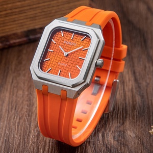 Diseña Tu Propio Reloj de Pulsera de Silicona Cuadrada Colorida con Correa de Acero Inoxidable, Reloj de Marca Privada Personalizado con Logotipo - Product Image 3