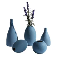 Современный домашний декор в скандинавском стиле, синяя керамическая ваза