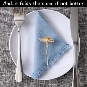 Servilletas de Tela de Lino y Algodón Hechas a Mano de Fábrica al por Mayor con Flecos, Reutilizables y Lavables para Bodas y Fiestas - Product Image 3