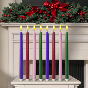 Đầy màu sắc 3D Flameless Led nến ánh sáng pin hoạt động điều khiển từ xa côn nhấp nháy dài thiết kế cho đám cưới Diwali nhựa - Product Image 2