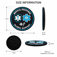 Patch PVC personnalisé en caoutchouc souple, logo de secours en relief 3D, badge auto-agrippant, étanche pour équipement extérieur, sac à dos, veste, urgence