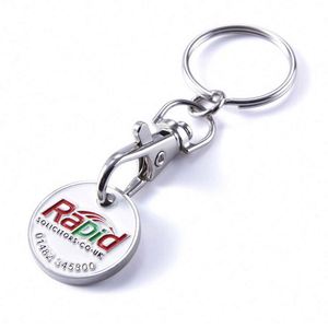 <b>Custom</b> Metal Shopping Cart Coin <b>Keychains</b> - Engraved Logo Token for Grocery Carts & Promotions - Product Image 2