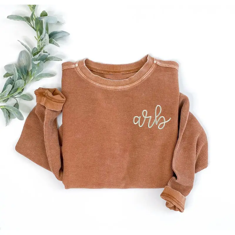 Apparel Corded Sweatshirt Blogger Mom Fashion Loungewear Crewneck Cord Monogrammed Sweatshirt