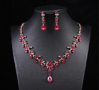 Collier de mariée en zircon boucles d'oreilles ensemble de 3 pièces ensemble Simple eau diamant ensemble de mariage accessoires de robe