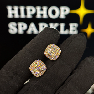 High Quality Iced <b>Cushion</b> Cut Moissanite Stud Earrings 14K Gold Plated Hip Hop Jewelry Sparkle Luxury Earrings <b>for</b> Women - Product Image 1