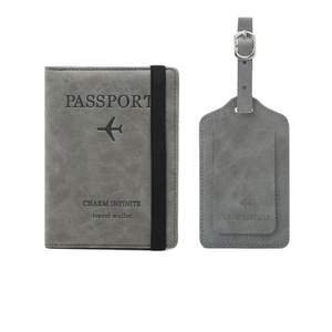 Wholesale Vegan Leather Travel Passport Cover with Luggage Tag Personalized Passport Booklet Passport Holder Wallet - Product Image 1