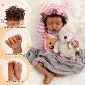 Poupée Bébé <span class=keywords><strong>Reborn</strong></span> Réaliste Corps Entier en Silicone Rose de 18 Pouces, Refus de Vente au Détail, Bébé <span class=keywords><strong>Reborn</strong></span> Noir Très Réaliste - Product Image 5