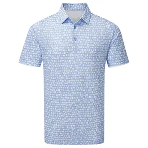 Polo de golf à motif pour hommes Vêtements de golf en polyester et spandex évacuant l'humidité de haute qualité Chemises pour hommes extensibles dans 4 sens