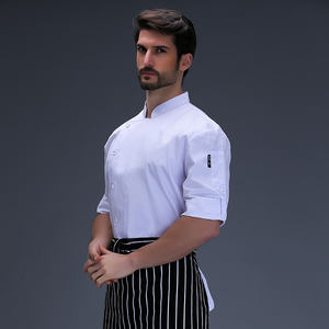 Uniforme de Cocina Unisex, Ropa de Trabajo de Chef de Manga Corta, Estilo Casual de Sarga, para Otoño e Invierno, para Hotel y <span class=keywords><strong>Restaurante</strong></span> - Product Image 2