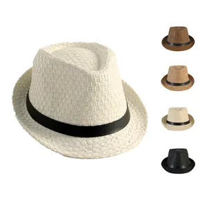 Оптовая продажа, дешевые индивидуальные ленты, джентльменские мужские и женские соломенные бумажные шляпы-федора