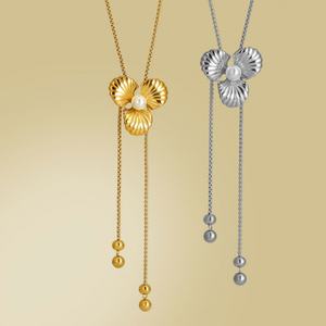 Trendy 2026 Charm <b>Necklaces</b> Hypoallergenic Jewelry 316l Stainless Steel 18k PVD <b>Gold</b> Plated <b>Pearl</b> Cloves <b>Necklace</b> for Women - Product Image 1