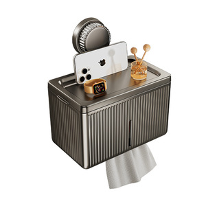 Boîte à mouchoirs rectangulaire murale Blue Vine Gunmetal, sans perçage, support de rangement moderne pour salle de bain - Product Image 1