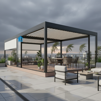 Pergola motorisée rétractable Sweet Home en aluminium avec lames orientables, pare-vent, écologique, et éclairage LED