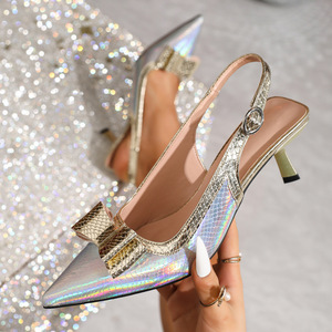 Zapatos de plataforma con lazo a la moda para mujer, combinados con tacones altos sexys con estampado de serpiente de colores, ideales para fiestas de cóctel al aire libre. - Product Image 5