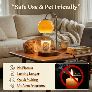 Lámpara Calentadora de <span class=keywords><strong>Velas</strong></span> Vintage con Temporizador, Regulable, sin Llama, <span class=keywords><strong>para</strong></span> Derretir <span class=keywords><strong>Cera</strong></span>, Base de Madera, Decoración Retro <span class=keywords><strong>para</strong></span> Dormitorio, Luz Nocturna - Product Image 5