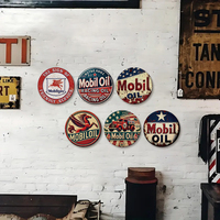 Letrero Metálico Vintage de Gasolinera, Decoración Retro para Pared de Garaje