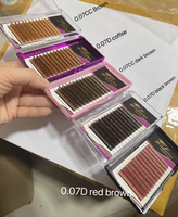 Fournitures en gros pour extensions de cils : Cils individuels en vison de qualité supérieure, colorés, 0.03/0.05/0.07, couleur marron, volume velours marron