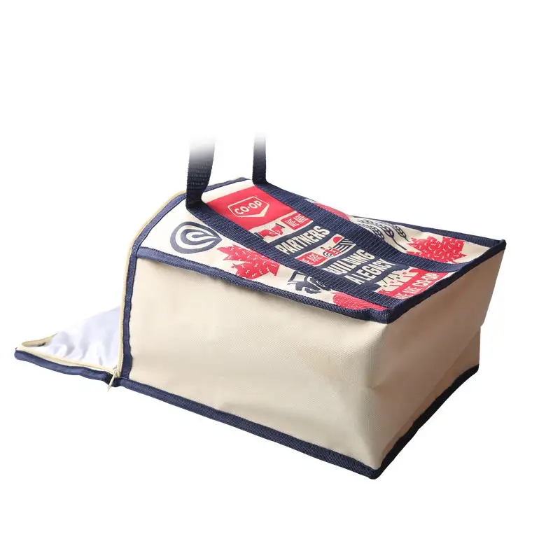 Custom design printed zippered canvas tote cooler bag for picnic