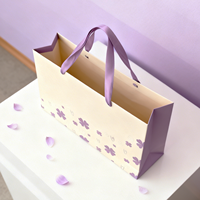 Sacs d'emballage de luxe pour boutique de vêtements violets mats biodégradables, écologiques et personnalisés Ruban en carton pour shopping avec votre propre logo