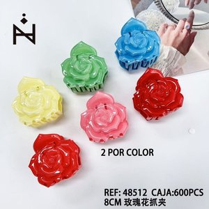 Fermaglio per capelli a forma di rosa da 8 cm, colorato, per donne e ragazze - Product Image 3