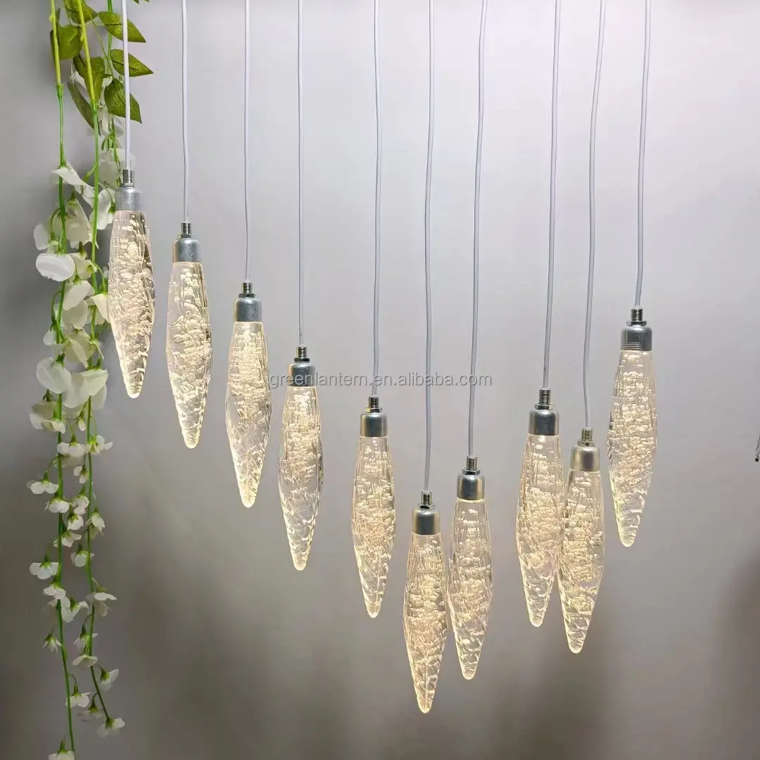 10 Flower Buds Wedding Chandelier Pendant Lamp Water Drops Acrylic LED Ceiling Hanging Lamp White Warm White For Indoor Lighting