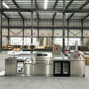 <b>Outdoor</b> <b>Stainless</b> <b>Steel</b> BBQ <b>Kitchen</b> Cabinets Custom Sizes Electropolished For Commercial Use - Product Image 1