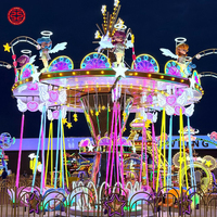 Manège Chaise Volante Ailes d'Ange avec Lumières LED pour Parc d'Attractions, Fête Foraine, Carnaval, Centre Commercial