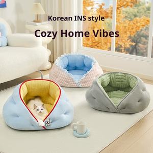 Nouveau lit pour animaux de compagnie de haute qualité, coussin-canapé pour chien et chat, lit de princesse en tissu écologique, rembourrage en <span class=keywords><strong>coton</strong></span> perlé, petit modèle - Product Image 2