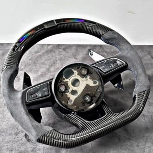 工場直販 アウディ RS カーボンファイバー <span class=keywords><strong>LED</strong></span> アルカンターラ カー ステアリングホイール アウディ RS Q8 Q3 RS3 RS4 RS5 RS6 <span class=keywords><strong>RS7</strong></span> E-tron GT R8用 - Product Image 3