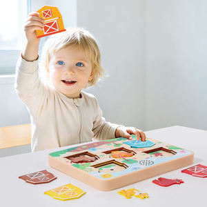 <span class=keywords><strong>Puzzle</strong></span> in Legno Montessori con Suoni di Animali della Fattoria, Gioco Educativo Multistrato per lo Sviluppo Cognitivo Precoce dei Bambini - Product Image 3