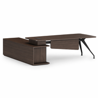 Table de bureau exécutive convertible moderne de luxe en acier inoxydable pour bureau de PDG, bureau de direction haut de gamme avec finition polie miroir