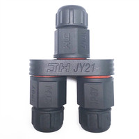 JiaHui IP67 68 1In 2 Out 2 3 4 Pin M21 Male Female Y Type Connecteur à vis 3 Way Outdoor Waterproof Electrical Plastic Connector