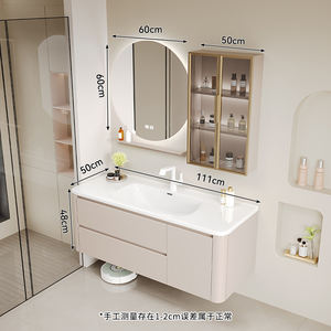 Meuble-lavabo mural moderne en contreplaqué laqué, résistant à l'eau et écologique, certifié CE, haute qualité, prix bas, direct usine - Product Image 2