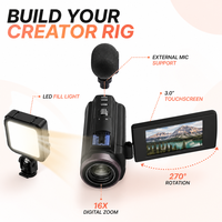 Caméscope professionnel 4K Caméra vidéo numérique avec connectivité Wifi 16x Zoom numérique Capteur d'imagerie CMOS