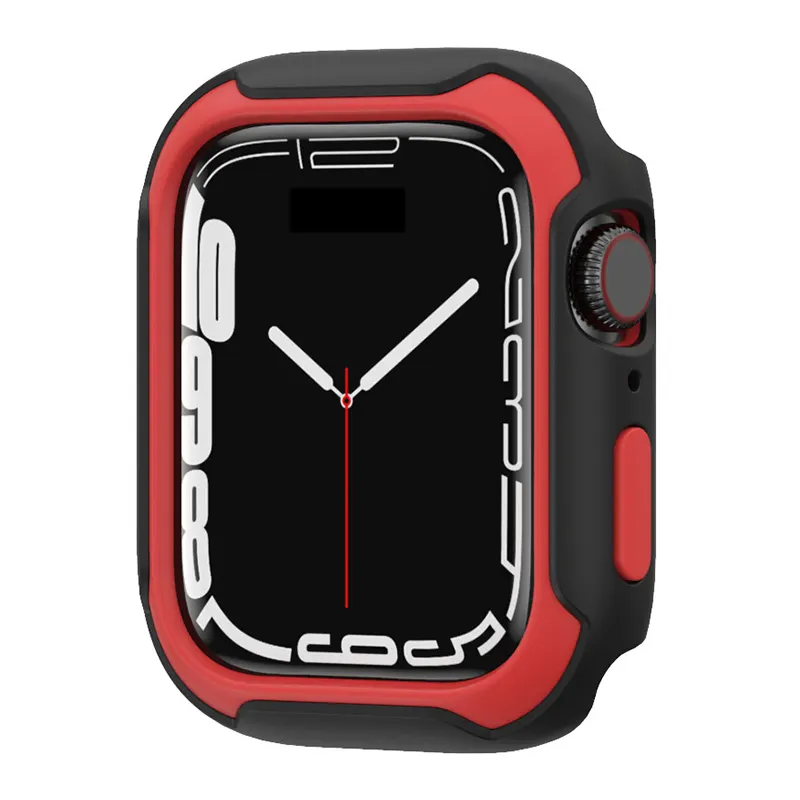 Double Color Case for Apple Watch Series 7 Silicone Cover Protector Watch Case Bezel for Iwatch Band 41mm 45mm