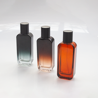 Flacon pulvérisateur en verre rectangulaire à dégradé de couleur, emballage cosmétique de luxe avec logo imprimé sur mesure, capacité de 30 ml, 50 ml, 75 ml, 100 ml